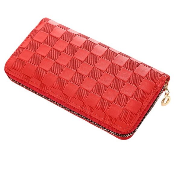 Trendy Vegan Leather Checkered Pattern Zipper Wallet by Zenana - Picture 16 of 16
